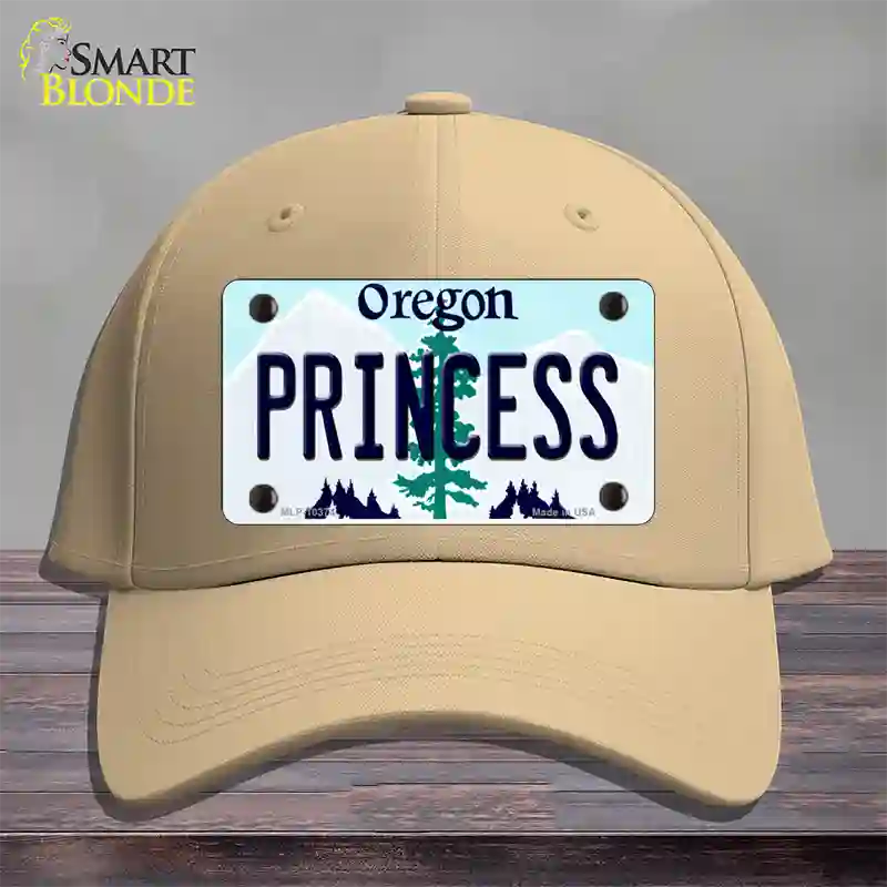 Princess Oregon Novelty License Plate Hat Cotton / Khaki