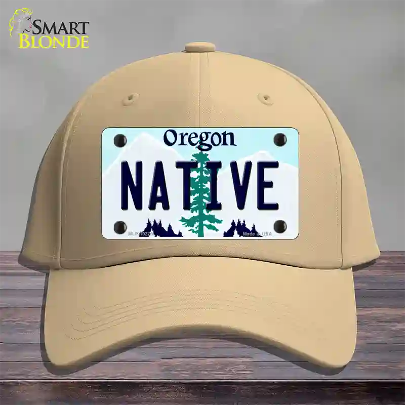 Native Oregon Novelty License Plate Hat Cotton / Khaki