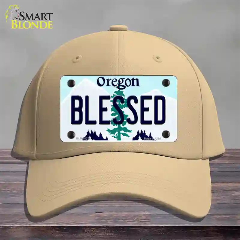 Blessed Oregon Novelty License Plate Hat Cotton / Khaki