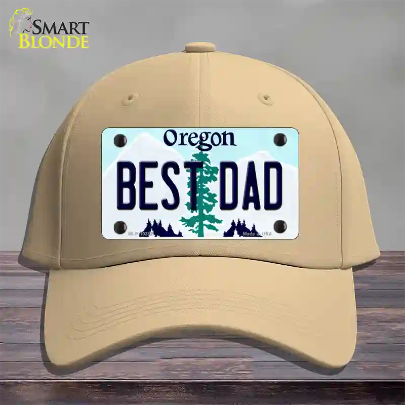 Best Dad Oregon Novelty License Plate Hat Cotton / Khaki