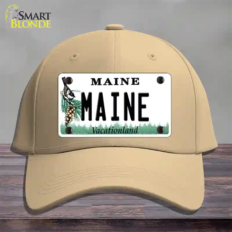 Maine Vacationland Novelty License Plate Hat Cotton / Khaki