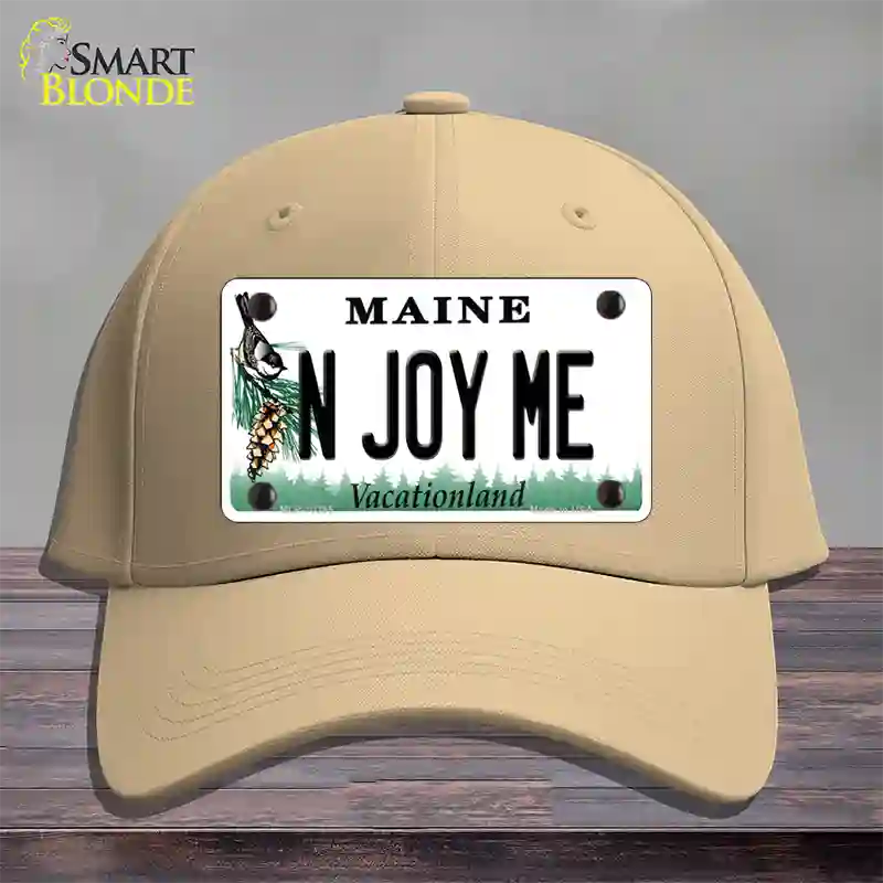 N Joy ME Maine Novelty License Plate Hat Cotton / Khaki