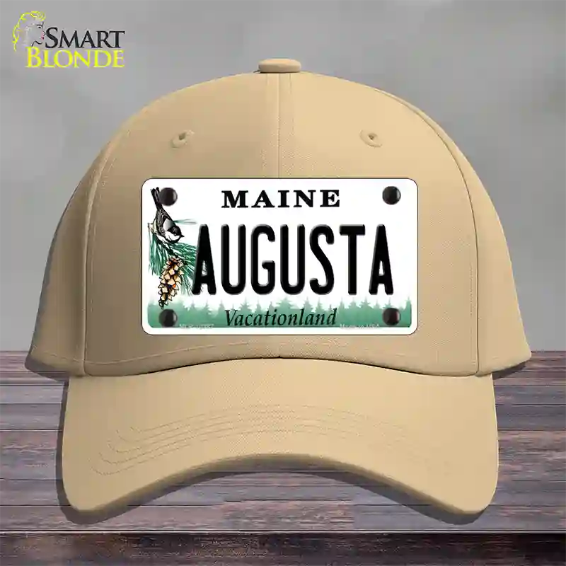 Augusta Maine Novelty License Plate Hat Cotton / Khaki