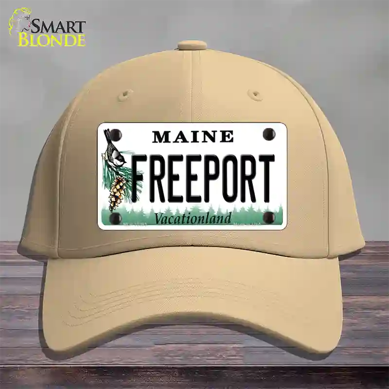 Freeport Maine Novelty License Plate Hat Cotton / Khaki