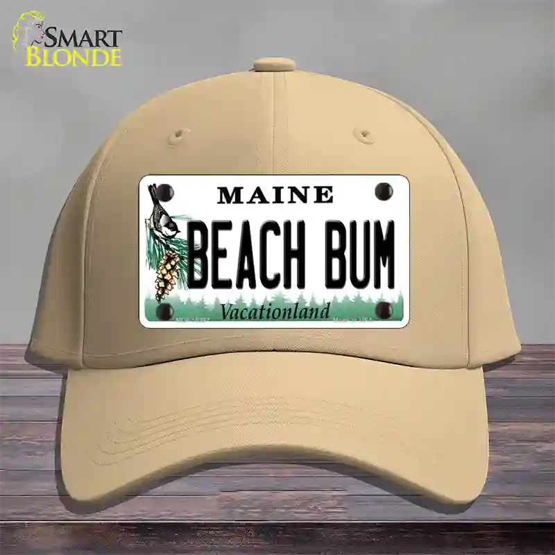 Beach Bum Maine Novelty License Plate Hat Cotton / Khaki