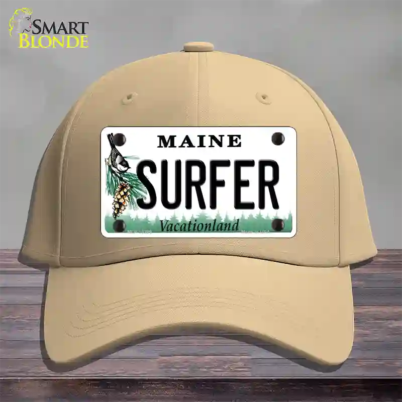 Surfer Maine Novelty License Plate Hat Cotton / Khaki