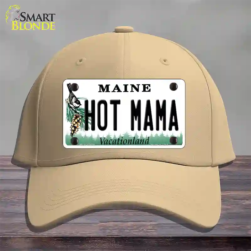 Hot Mama Maine Novelty License Plate Hat Cotton / Khaki