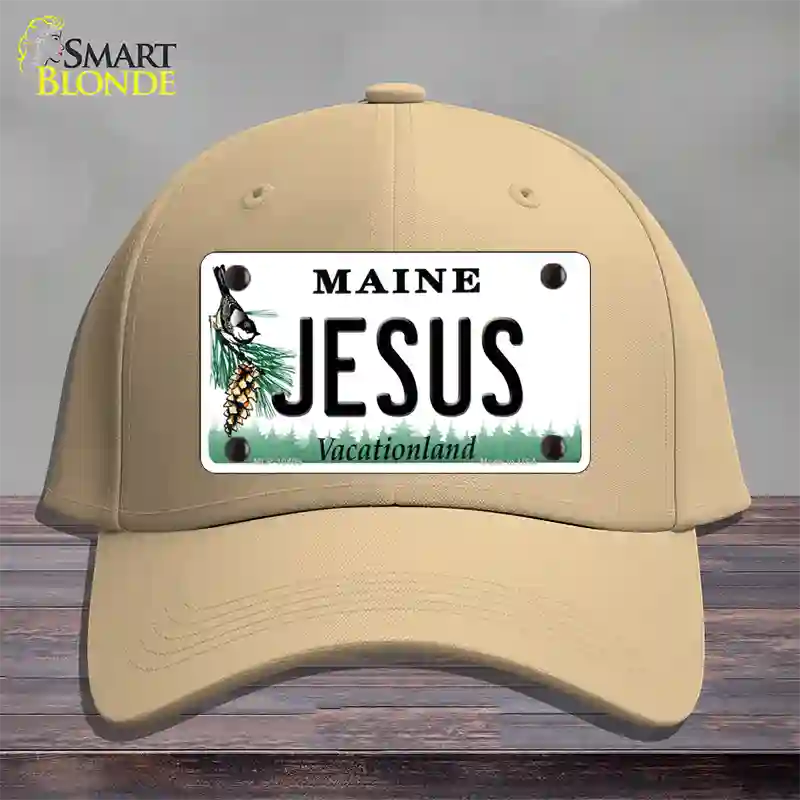 Jesus Maine Novelty License Plate Hat Cotton / Khaki