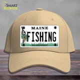 Fishing Maine Novelty License Plate Hat Cotton / Khaki