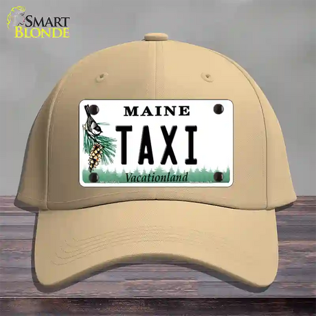 Taxi Maine Novelty License Plate Hat Cotton / Khaki