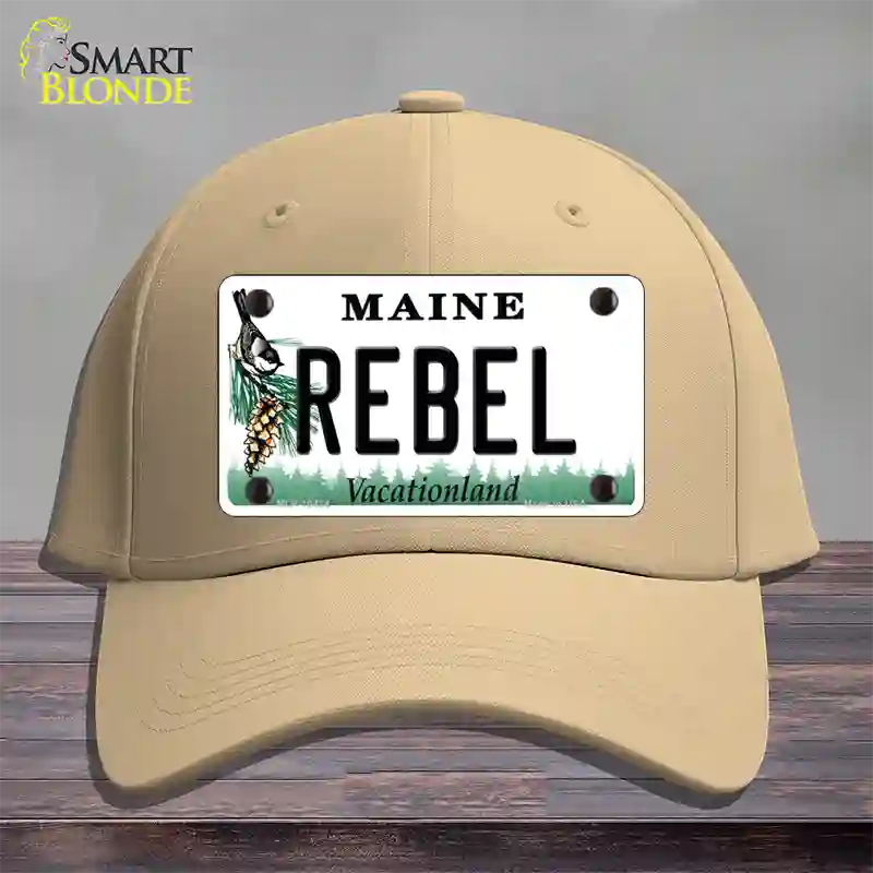 Rebel Maine Novelty License Plate Hat Cotton / Khaki