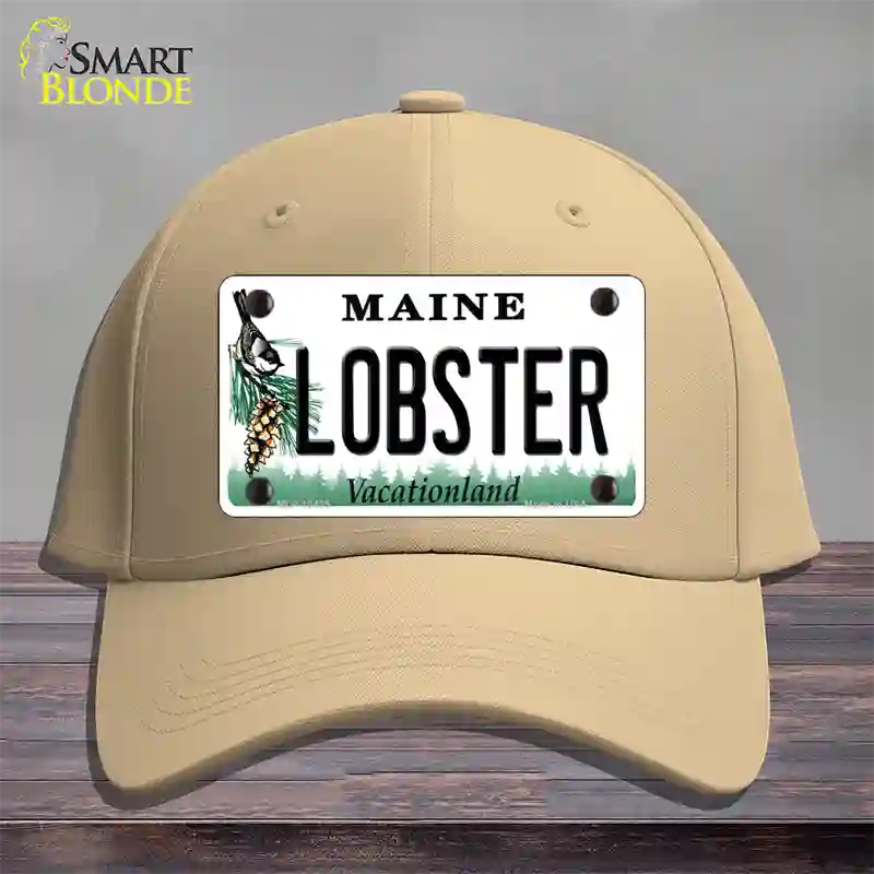 Lobster Maine Novelty License Plate Hat Cotton / Khaki