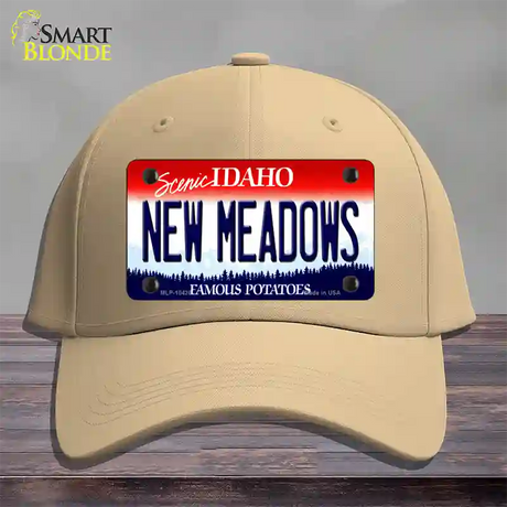 New Meadows Idaho Novelty License Plate Hat Cotton / Khaki