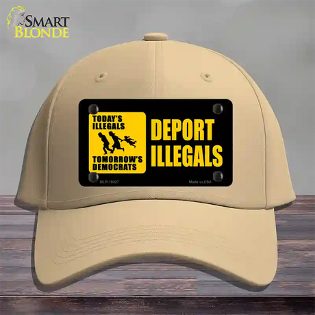 Deport Illegals Novelty License Plate Hat Cotton / Khaki