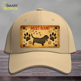 Basset Hound Novelty License Plate Hat Cotton / Khaki