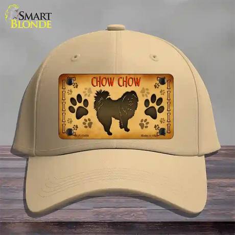 Chow Chow Novelty License Plate Hat Cotton / Khaki