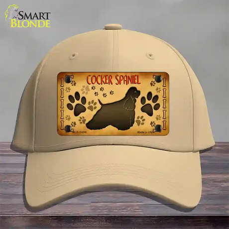 Cocker Spaniel Novelty License Plate Hat Cotton / Khaki