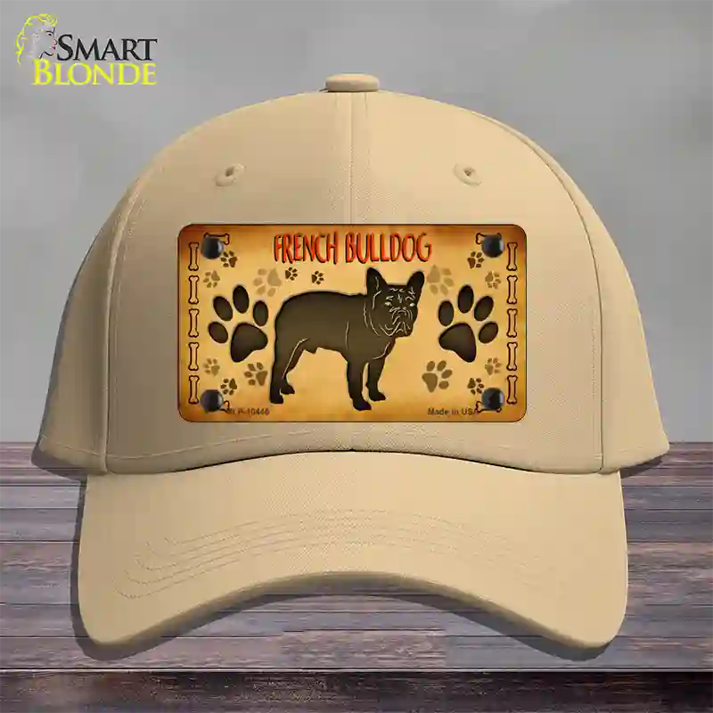 French Bulldog Novelty License Plate Hat Cotton / Khaki