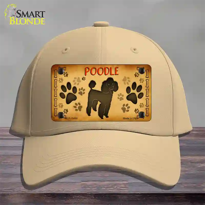 Poodle Novelty License Plate Hat Cotton / Khaki