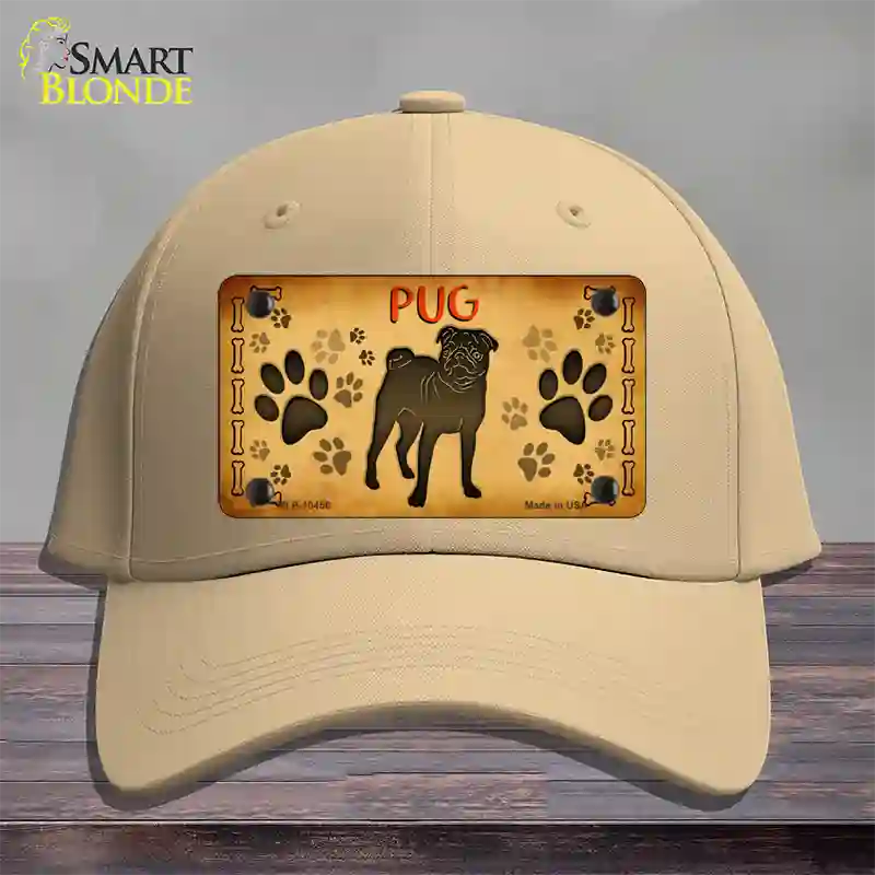 Pug Novelty License Plate Hat Cotton / Khaki