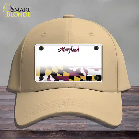 Maryland State Blank Novelty License Plate Hat Cotton / Khaki