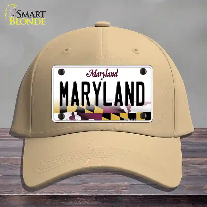 Maryland State MD Novelty License Plate Hat Cotton / Khaki