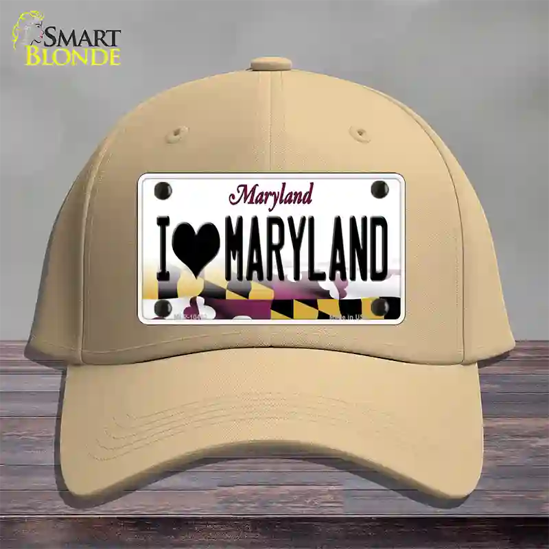 I Love Maryland Novelty License Plate Hat Cotton / Khaki