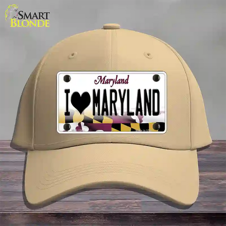 I Love Maryland Novelty License Plate Hat Cotton / Khaki