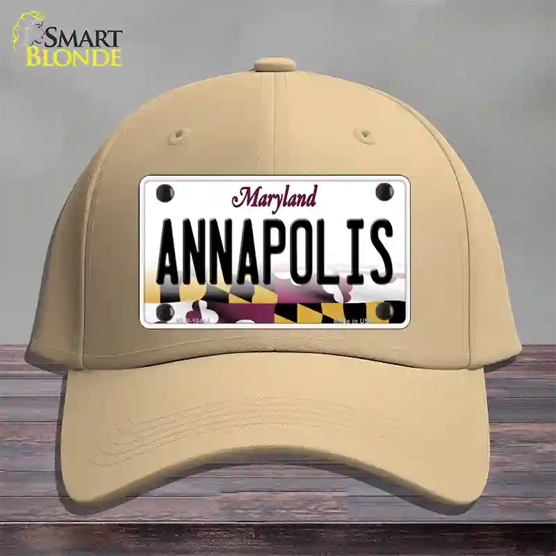 Annapolis Maryland Novelty License Plate Hat Cotton / Khaki