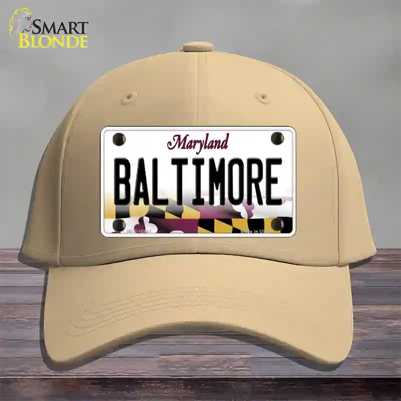 Baltimore Maryland Novelty License Plate Hat Cotton / Khaki