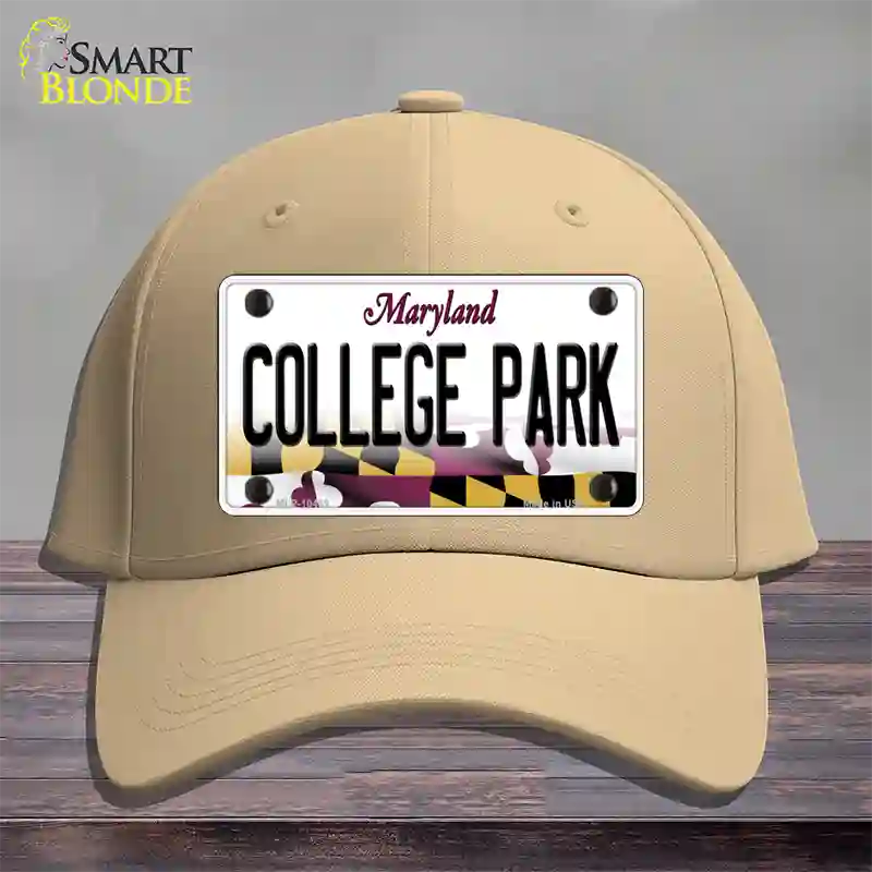 College Park Maryland Novelty License Plate Hat Cotton / Khaki