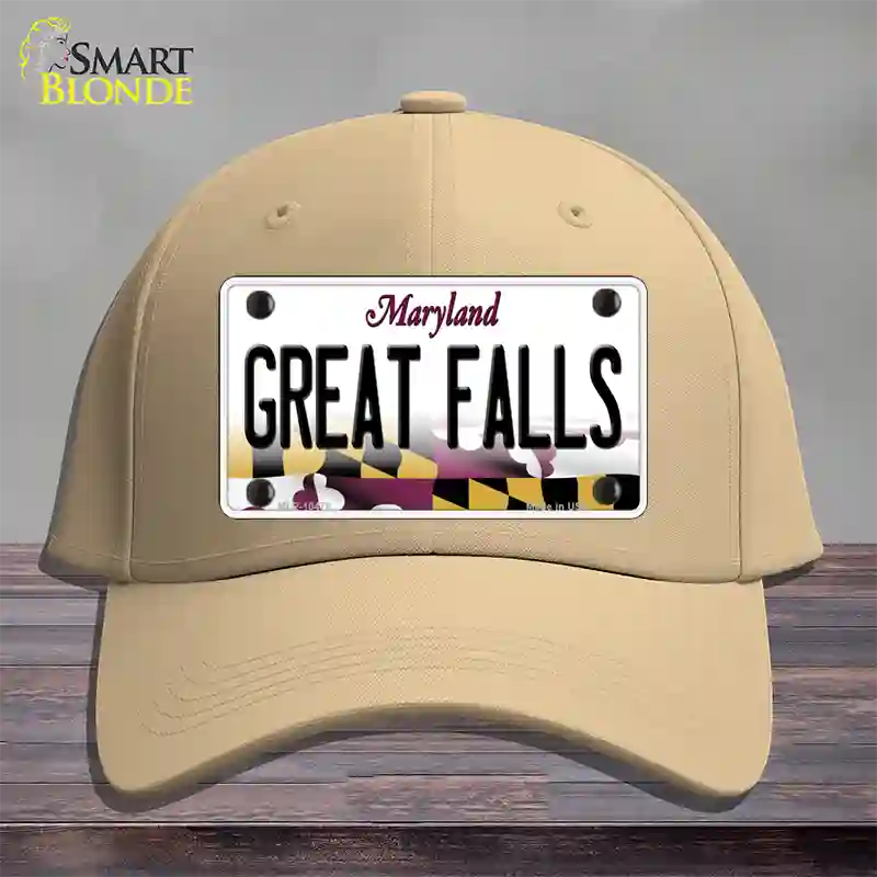 Great Falls Maryland Novelty License Plate Hat Cotton / Khaki