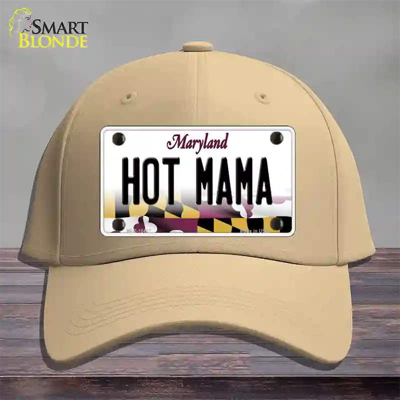 Hot Mama Maryland Novelty License Plate Hat Cotton / Khaki