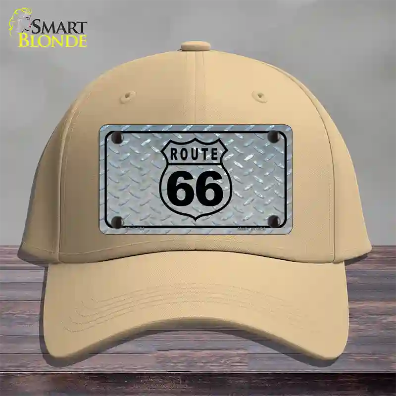 Route 66 Shield Diamond Novelty License Plate Hat Cotton / Khaki