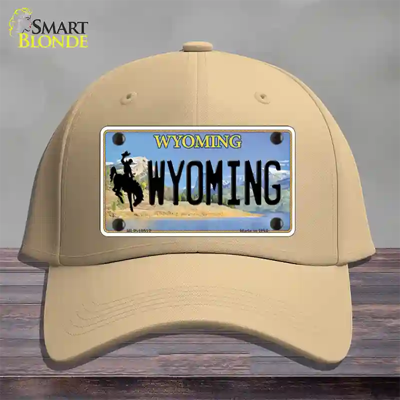 Wyoming Tag Novelty License Plate Hat Cotton / Khaki