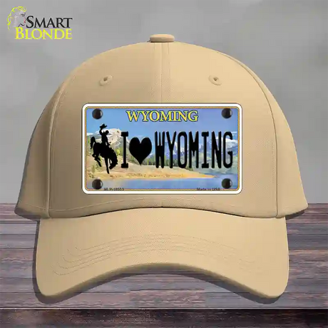 I Love Wyoming Novelty License Plate Hat Cotton / Khaki