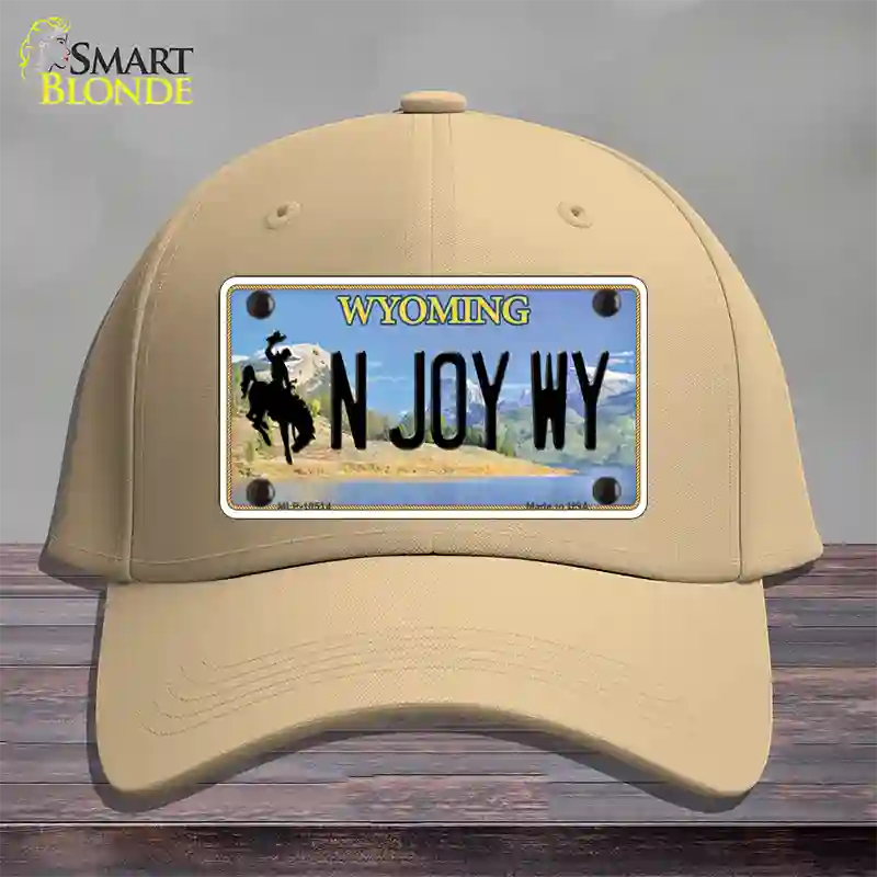 N Joy WY Wyoming Novelty License Plate Hat Cotton / Khaki