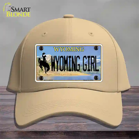 Wyoming Girl Novelty License Plate Hat Cotton / Khaki