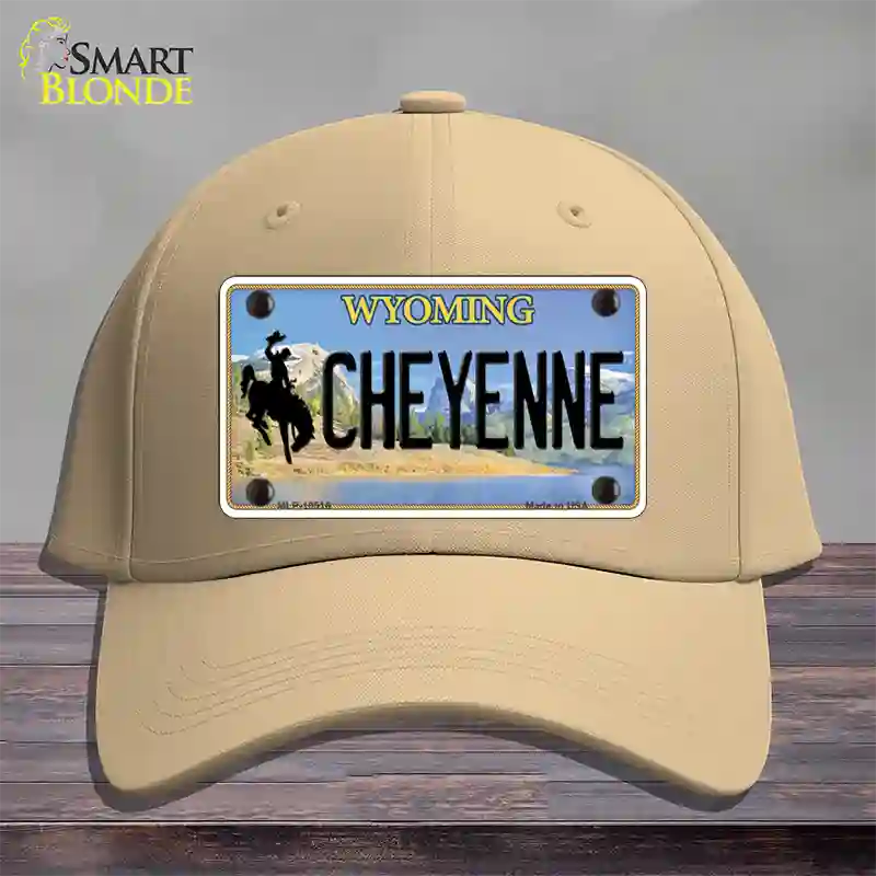 Cheyenne Wyoming Novelty License Plate Hat Cotton / Khaki