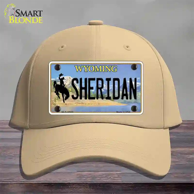 Sheridan Wyoming Novelty License Plate Hat Cotton / Khaki