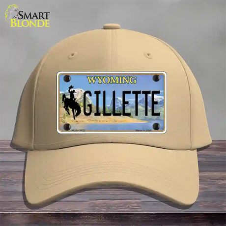 Gillette Wyoming Novelty License Plate Hat Cotton / Khaki