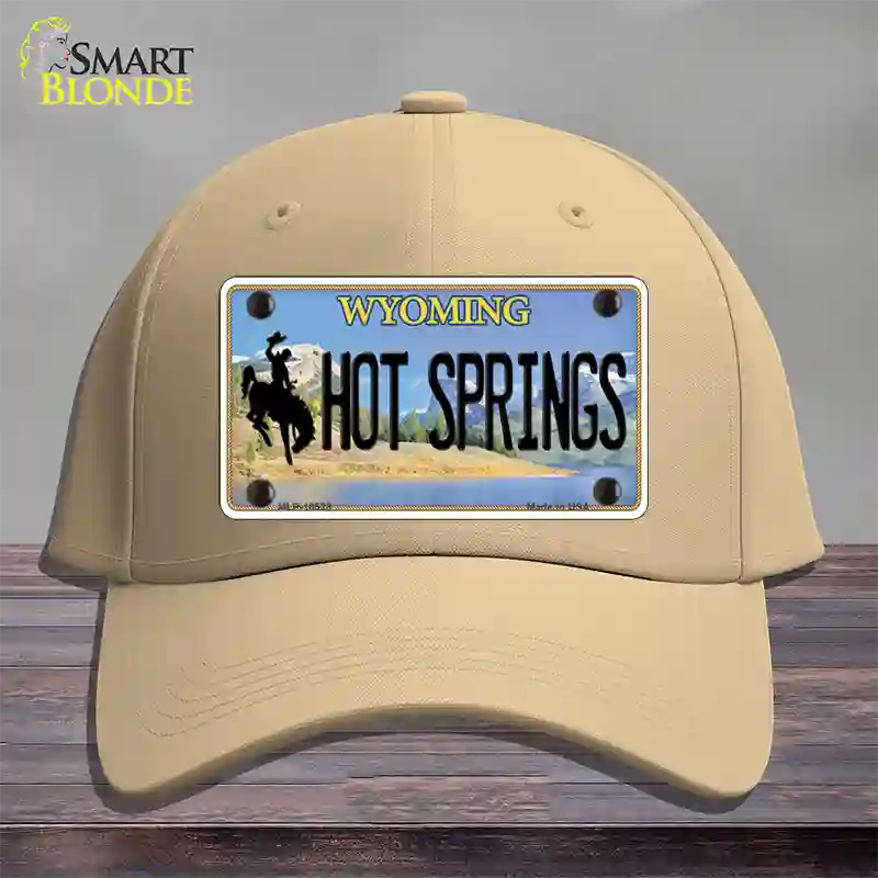 Hot Springs Wyoming Novelty License Plate Hat Cotton / Khaki