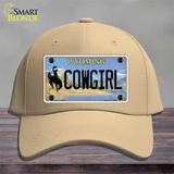 Cowgirl Wyoming Novelty License Plate Hat Cotton / Khaki