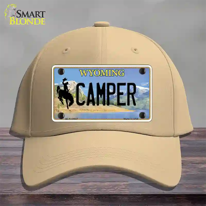 Camper Wyoming Novelty License Plate Hat Cotton / Khaki