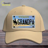 Grandpa Wyoming Novelty License Plate Hat Cotton / Khaki