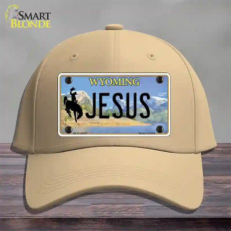 Jesus Wyoming Novelty License Plate Hat Cotton / Khaki