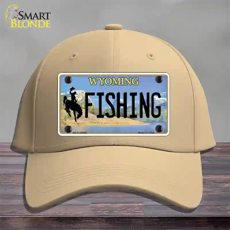 Fishing Wyoming Novelty License Plate Hat Cotton / Khaki