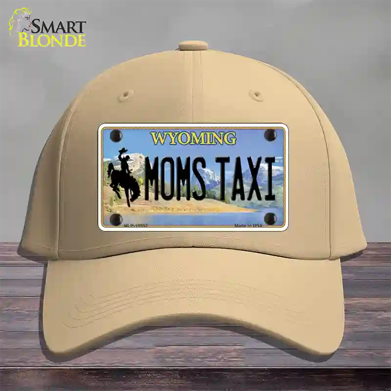 Moms Taxi Wyoming Novelty License Plate Hat Cotton / Khaki