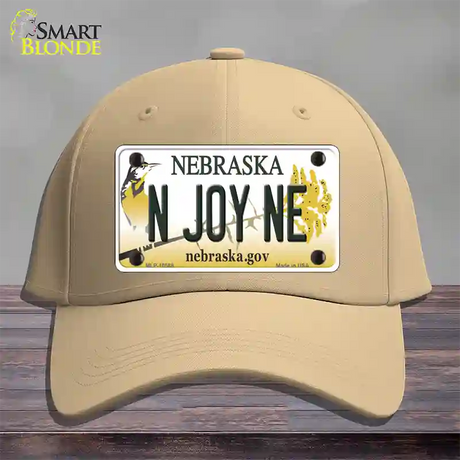 N Joy NE Nebraska Novelty License Plate Hat Cotton / Khaki