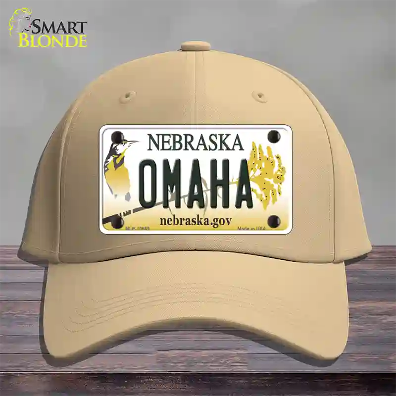 Omaha Nebraska Novelty License Plate Hat Cotton / Khaki